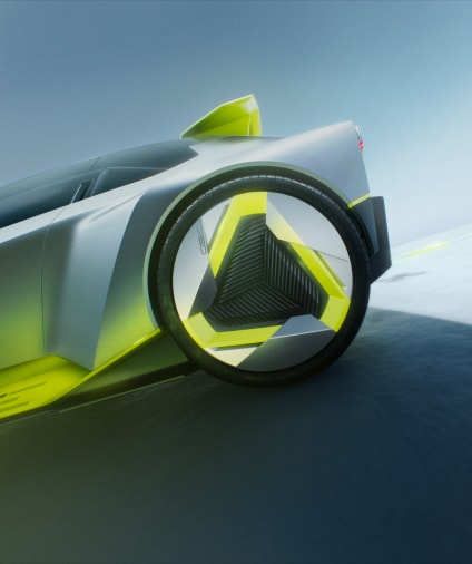 Nahaufnahme der Opel Felge des Corsa GSE Vision Gran Turismo
