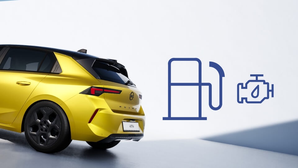 Heckansicht des Opel Astra Diesel in gelb